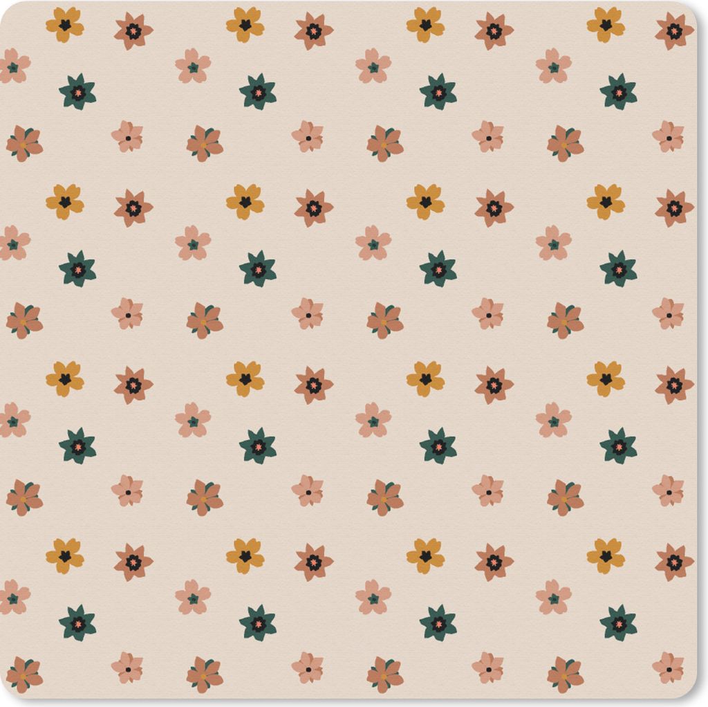 MuchoWow Mauspad Mousepad Blumen - Muster - Polka dots 20x20 cm - Mousepads - Maus Mat - Pad - Mausunterlage - Desk Mat - Bureauartikeln