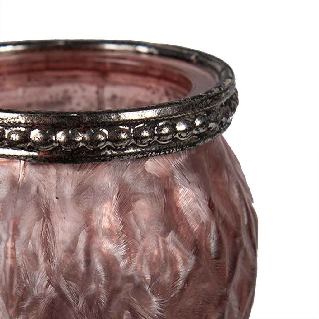 Clayre & Eef Teelichthalter Ø 7x6 cm Rosa Glas Produktbild 2
