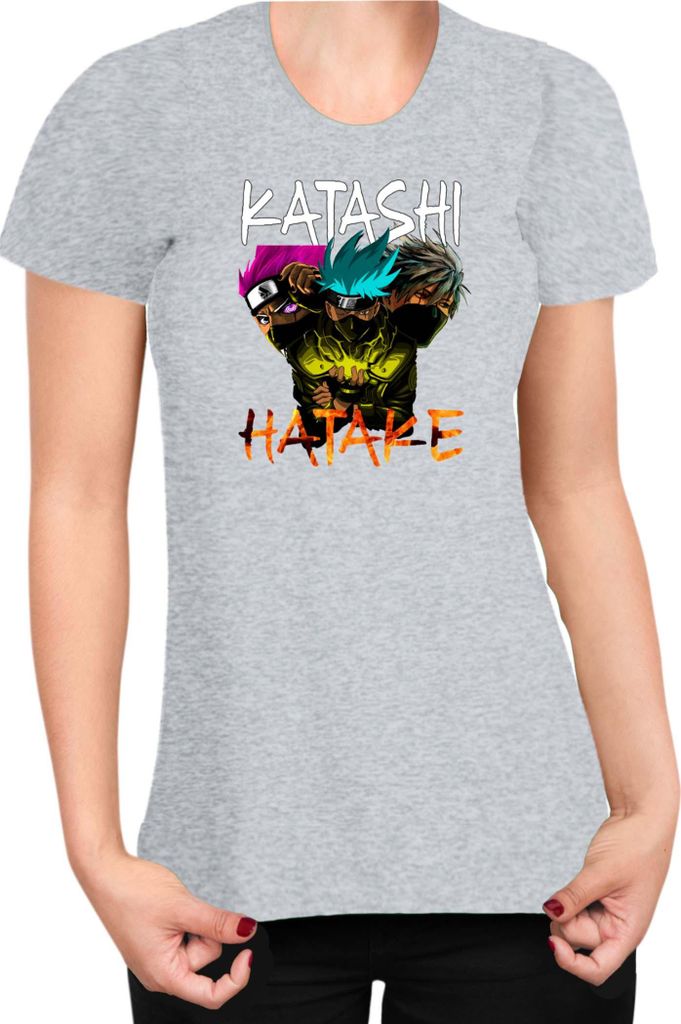Damen T-Shirt Naruto Kakashi Hatake 09, Lady 2XL / Grau