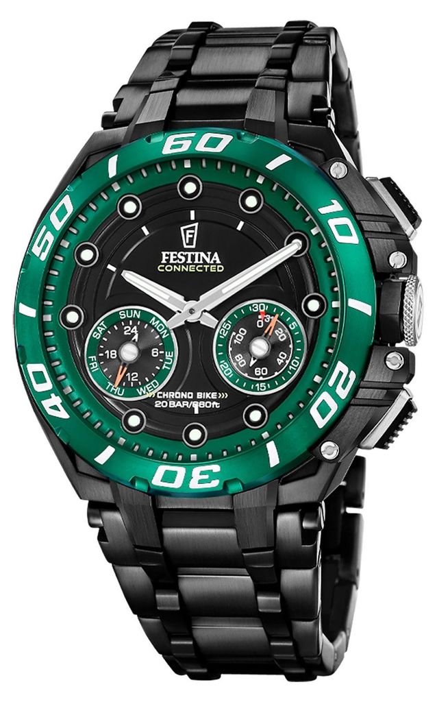 Festina F20762/2 Chrono Bike Connected Chronograph Uhr Herrenuhr Edelstahl Chrono Datum schwarz