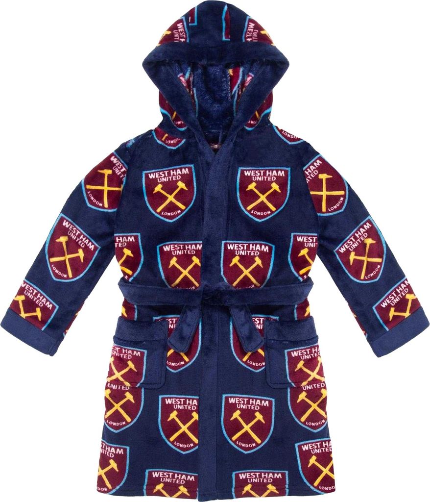 West Ham United FC - Morgenmantel für Jungen, Fleece GF657 (158-164) (Marine)