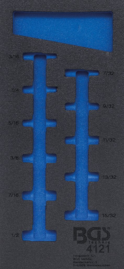 BGS 4121-1 1/3 Werkstattwageneinlage, leer für: Steckschlüsseleinsätze 6,3 (1/4), tief in ZOLL, 11-tlg.