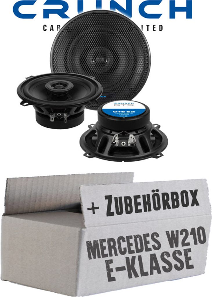 lasse W210 Heck - Lautsprecher Boxen Crunch GTS52 - 13cm 2-Wege Koax GTS 52 Auto Einbauzubehör - Einbauset passend für Mercedes E-Klasse JUST SOU...
