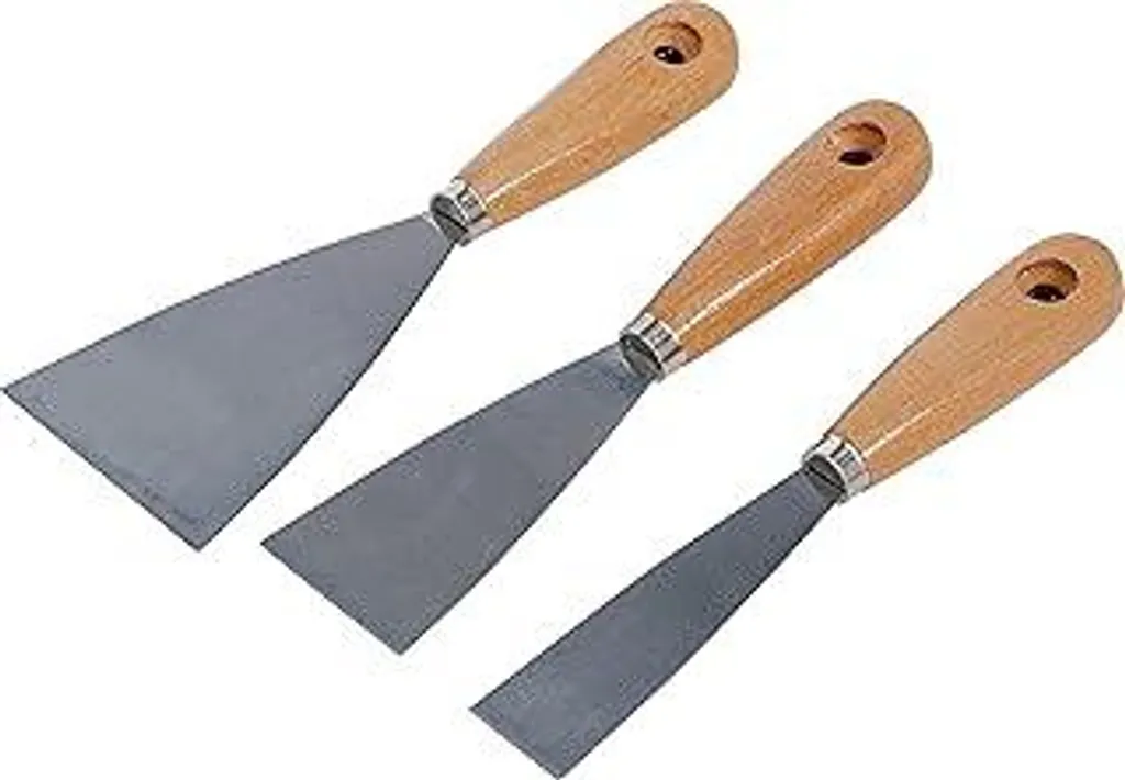BGS Diy 85218 Set 3 Spatole 30/50/80 mm con Manico in Legno Professionale