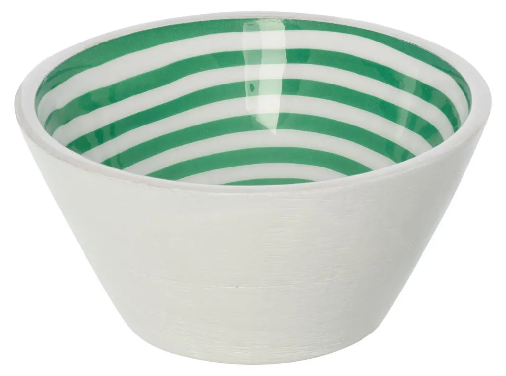 Saladier design en bois de manguier moyen - Bol de service vert et blanc