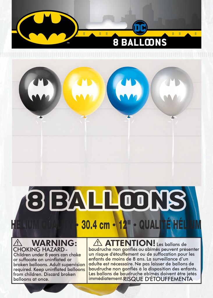 Latexballons BATMAN Geburtstagsparty 30cm 8St. Produktbild 