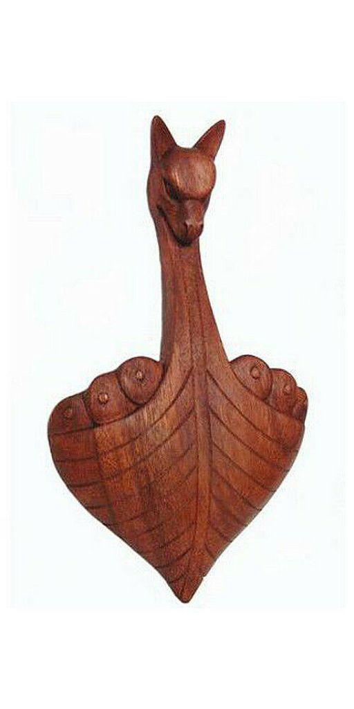 Wandschmuck Wikingerboot Viking Holz geschnitzt 17 cm × 30 cm Wikinge