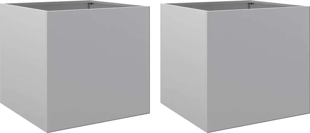 Jardinière Carrée en Acier Galvanisé Argenté 49 cm - Lot de 2 vidaXL