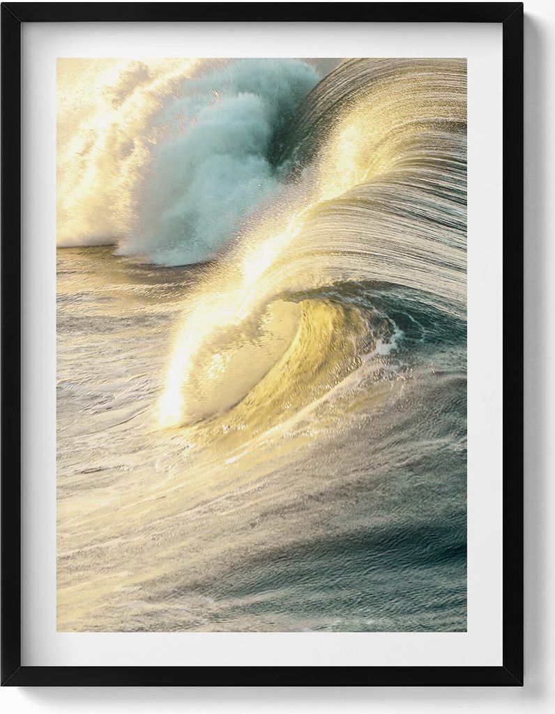 Meereswellen im Sonnenschein– Wandbild mit Rahmen – Gerahmtes Bild – Wanddekoration – 60x80 cm – Schwarz Rahmen