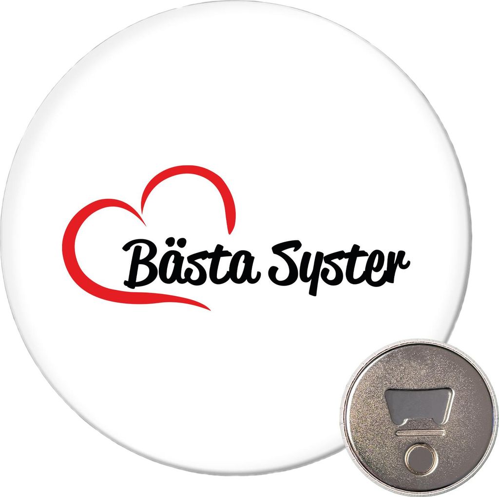 Huuraa Magnet Bästa Syster Hjärta 59mm Kühlschrankmagnet rund Flaschenöffner Geschenkidee