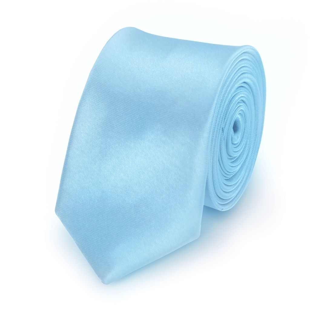 aus Polyester slim Krawatte Hellblau