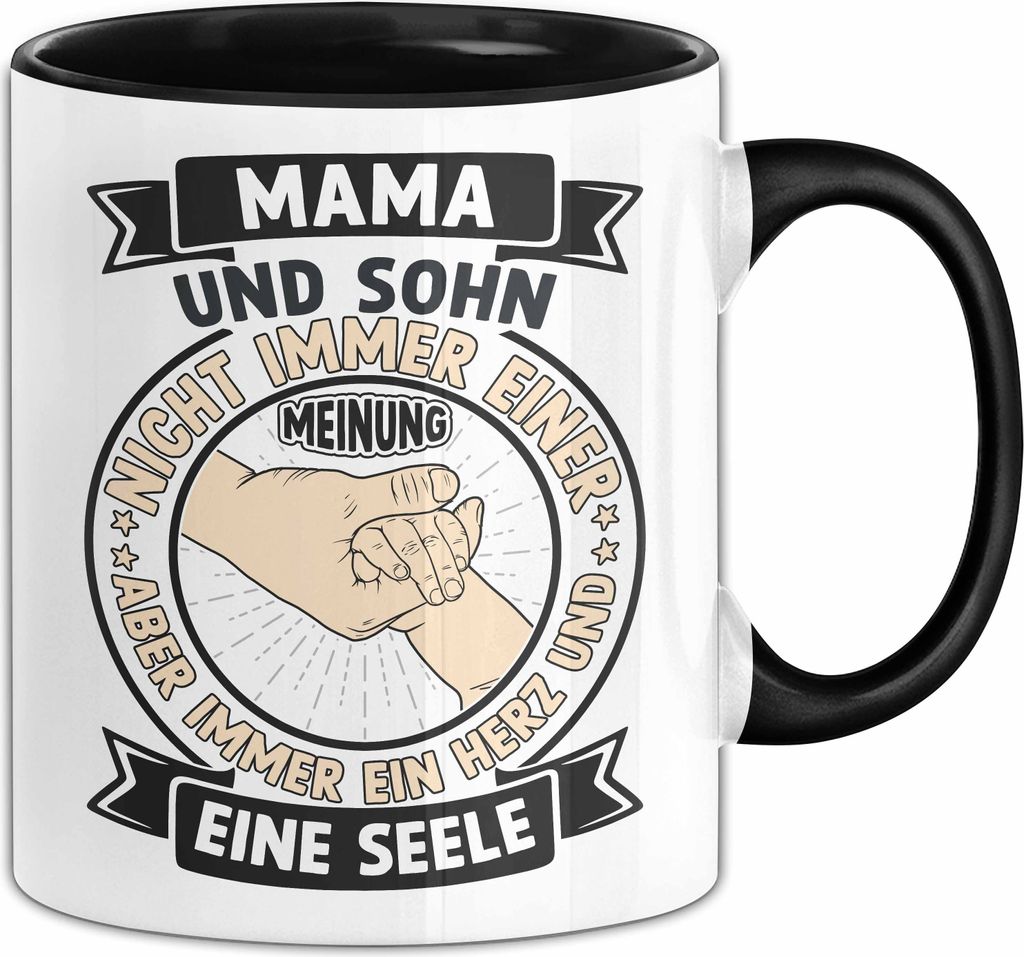 Mama Und Sohn Tasse Geschenk Muttertag Geschenkidee Von Sohn An Mutter (Schwarz)