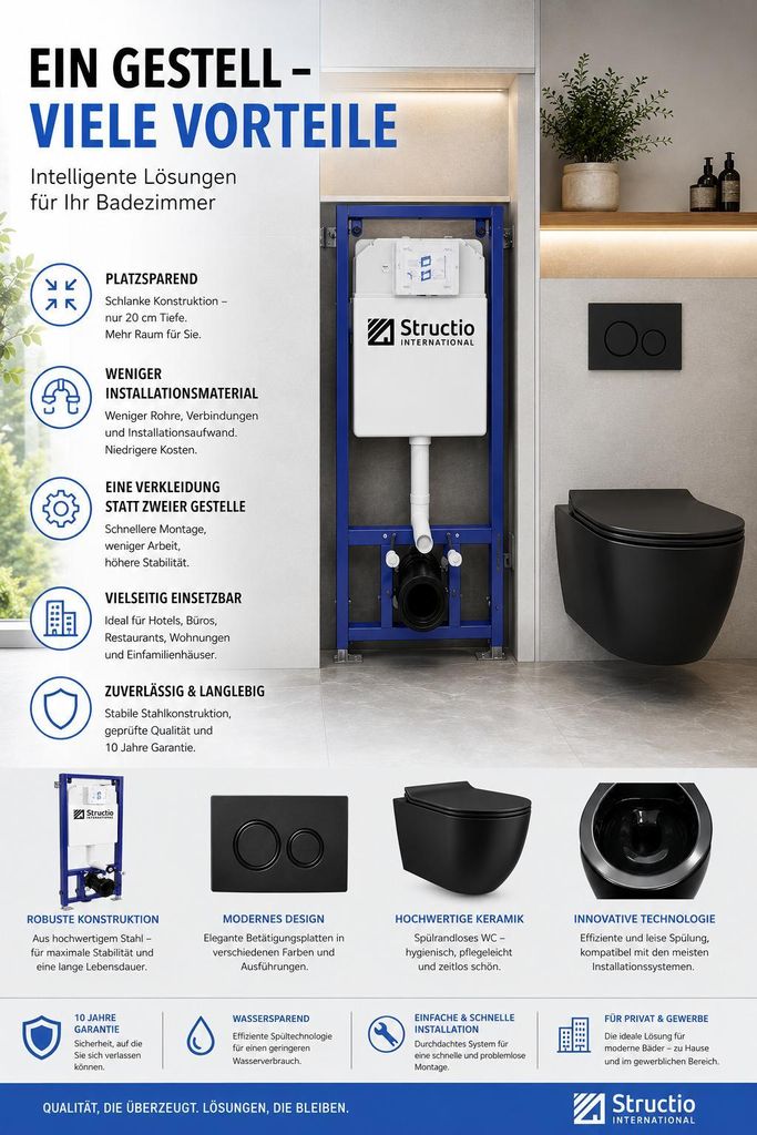 WC Komplettset Spülrandlos Schwarz Spülrandloses Hänge WC Produktbild 