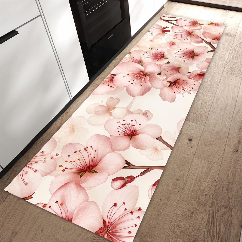 Küchenteppich 60x90cm rutschfest & abwischbar PVC Läufer - Kirschblüten
