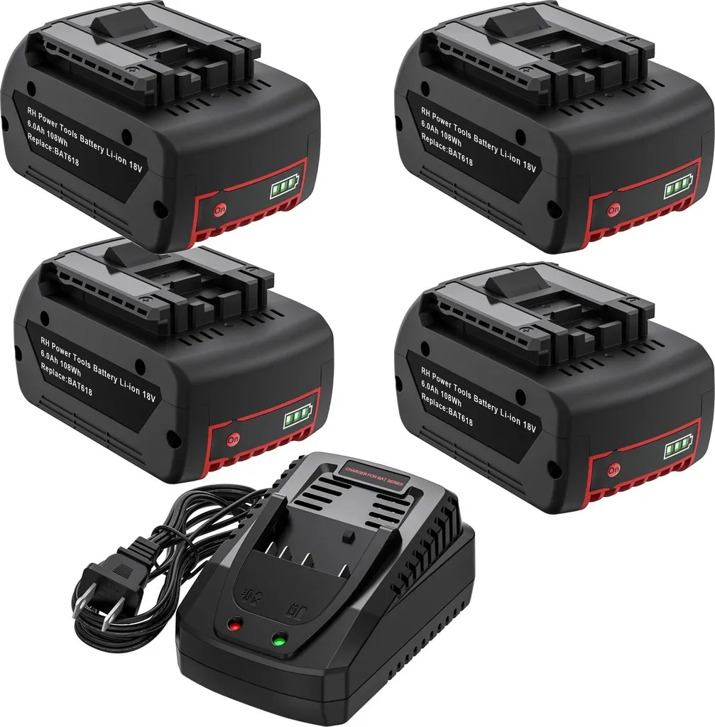 Pack de 2 Batteries 18V 6000mAh pour Travaux de Rénovation et Jardin
