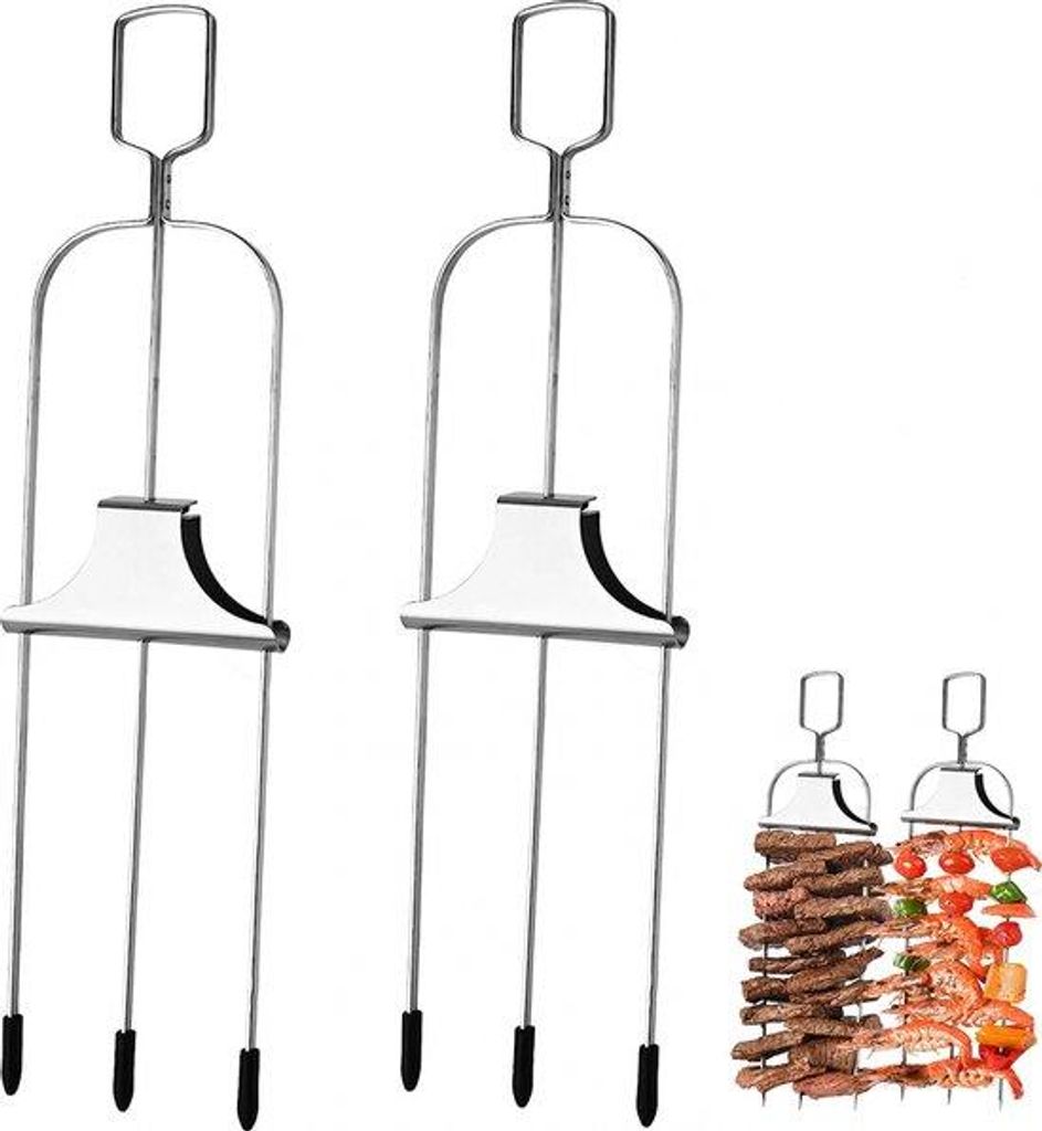 Metallspieße mit Schiebeverschluss - 2er-Pack - 35,5 cm - Käsefondue-Spezialwerkzeug - Grillset - einfache Bedienung mit schiebbarer Push-Regelun...