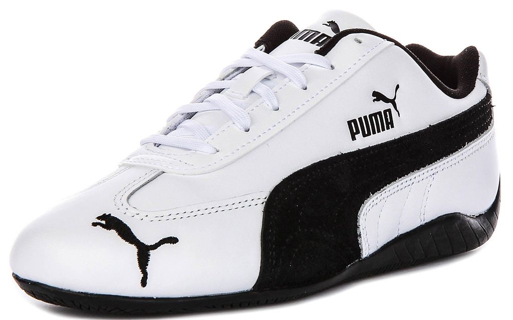 Puma Speedcat Leder in Weiß-Schwarz für Unisex – 8,5 UK – 42,5 EU – 9,5M/11F US / Weiß-Schwarz