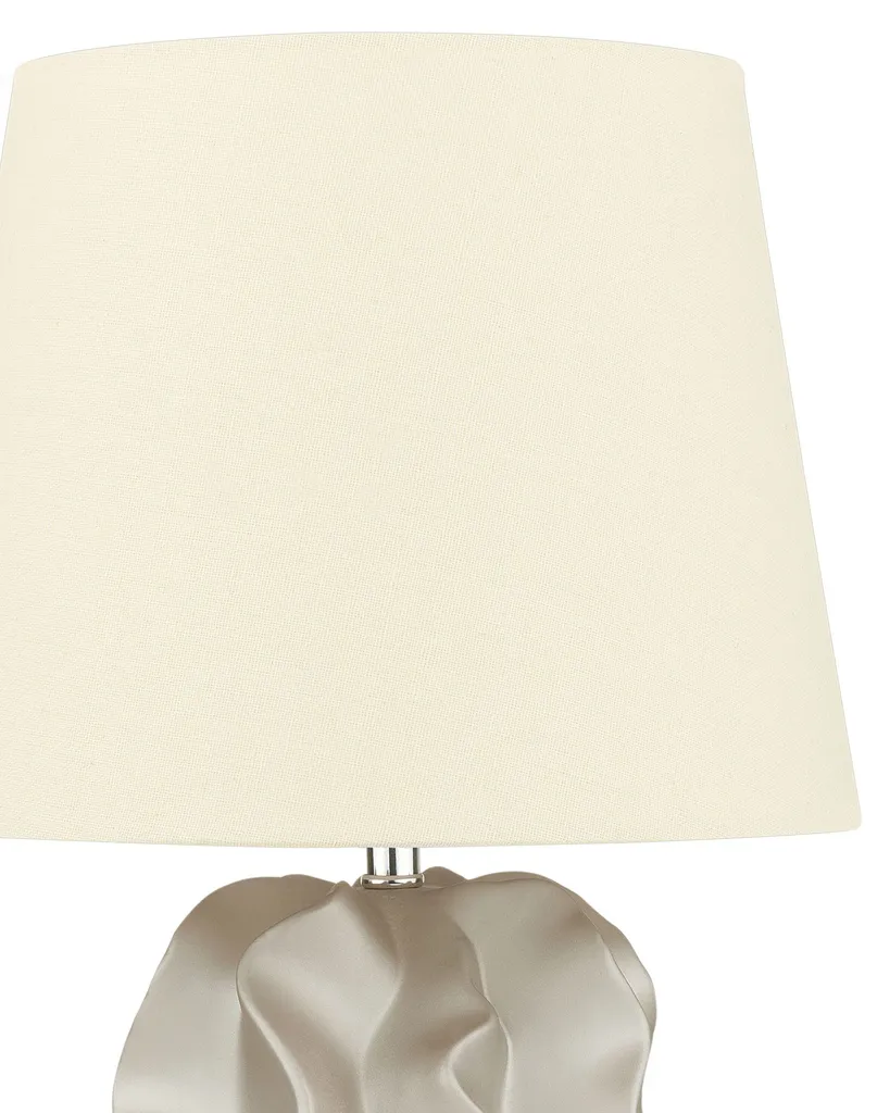 Lampe décorative base ondulée en céramique et or design minimaliste 46cm