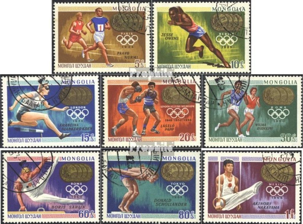 Briefmarken Mongolei 1969 Mi 530-537 (kompl.Ausg.) gestempelt Goldmedaillengewinner