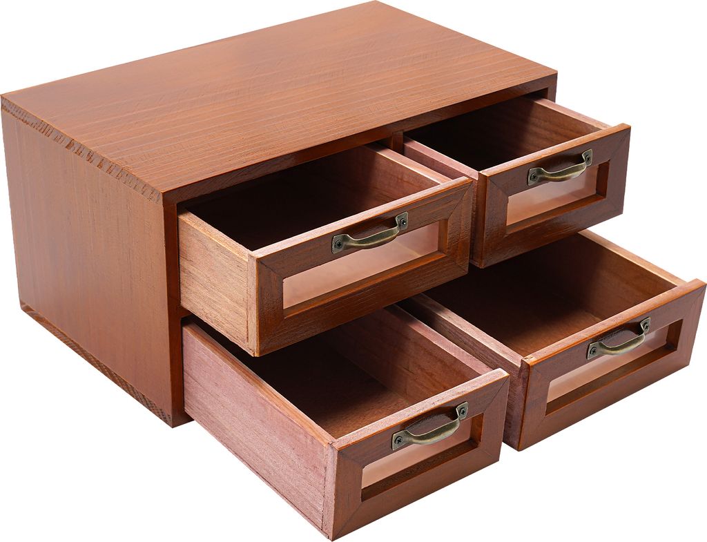 Mqwdxzfes Schreibtischorganizer 4 Schubladen - Retro Aufbewahrungsschrank