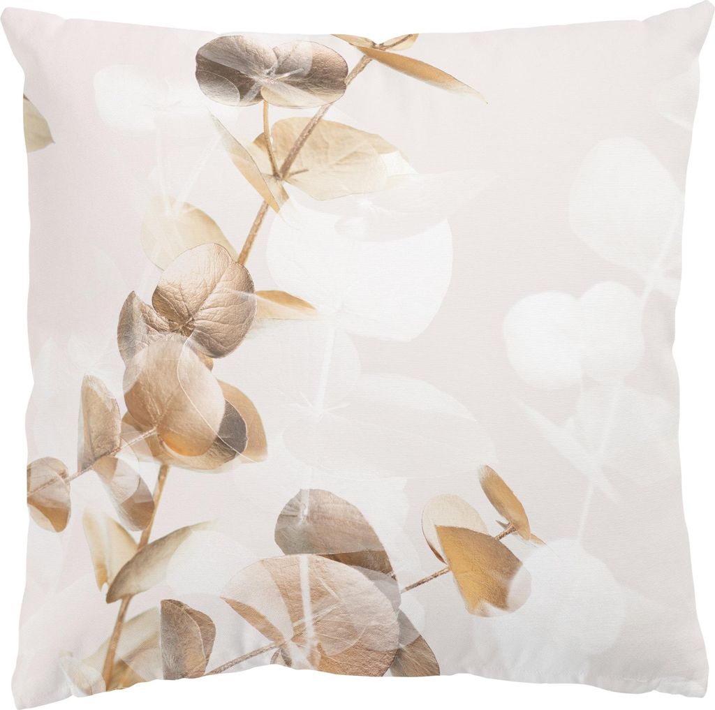 Dekokissen mit Motiv drinnen / Indoor Zierkissen Canvas waschbar Design gold Tropisch Sofakissen mit Füllung