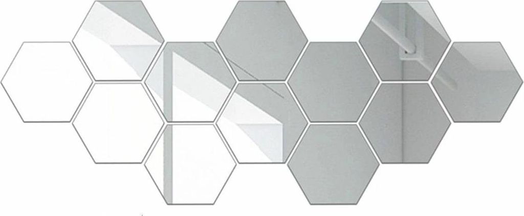 Klebespiegel – Sechseck-Wandspiegel – 12 Stück – 17,5 x Produktbild 