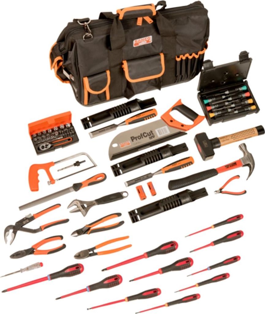 Bahco Verschließbare Werkzeugtasche mit 61 Werkzeugen