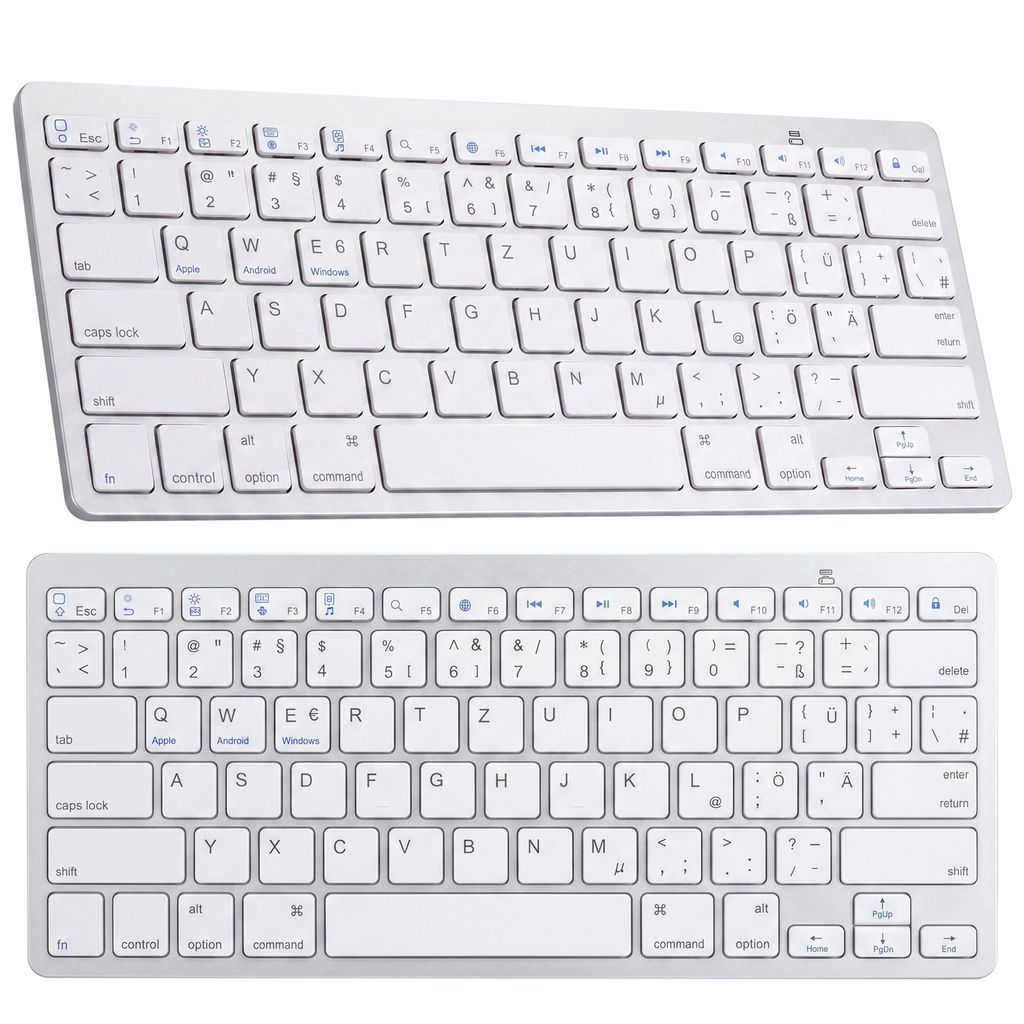 Bluetooth Tastatur Kabellose Wireless Keyboard mit Tasten QWERTY Natürliches Tippen 2,4 GHz Funkverbindung Kompatibel mit PC Notebook Laptop Retoo