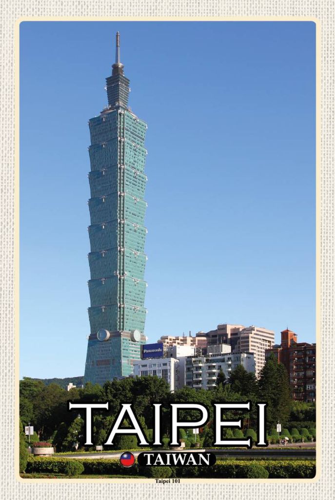 vianmo Holzschild 18x12 cm Taipei Taiwan 101 Wolkenkratzer Bildmotiv Reisemotiv Abenteuer Reisen