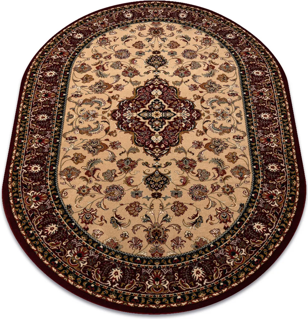 Tapis ovale pour salle à manger en laine rouge rubis OMEGA 170x235 cm