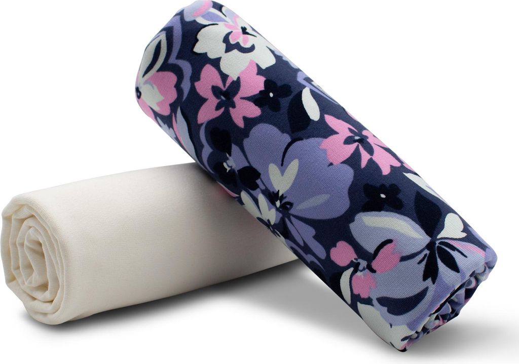 Stoffpaket Set 04 Blumen – 0,5 m French Terry + 0,5 m Bündchenstoff – Meterware für Kinderkleidung & DIY