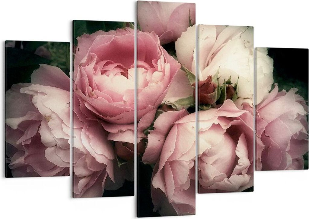 Bild auf Leinwand - Leinwandbild - Pfingstrose Blume - 150x100cm - Wand Bild - Wanddeko - Leinwanddruck - Bilder - Kunstdruck - Wanddekoration - Le...