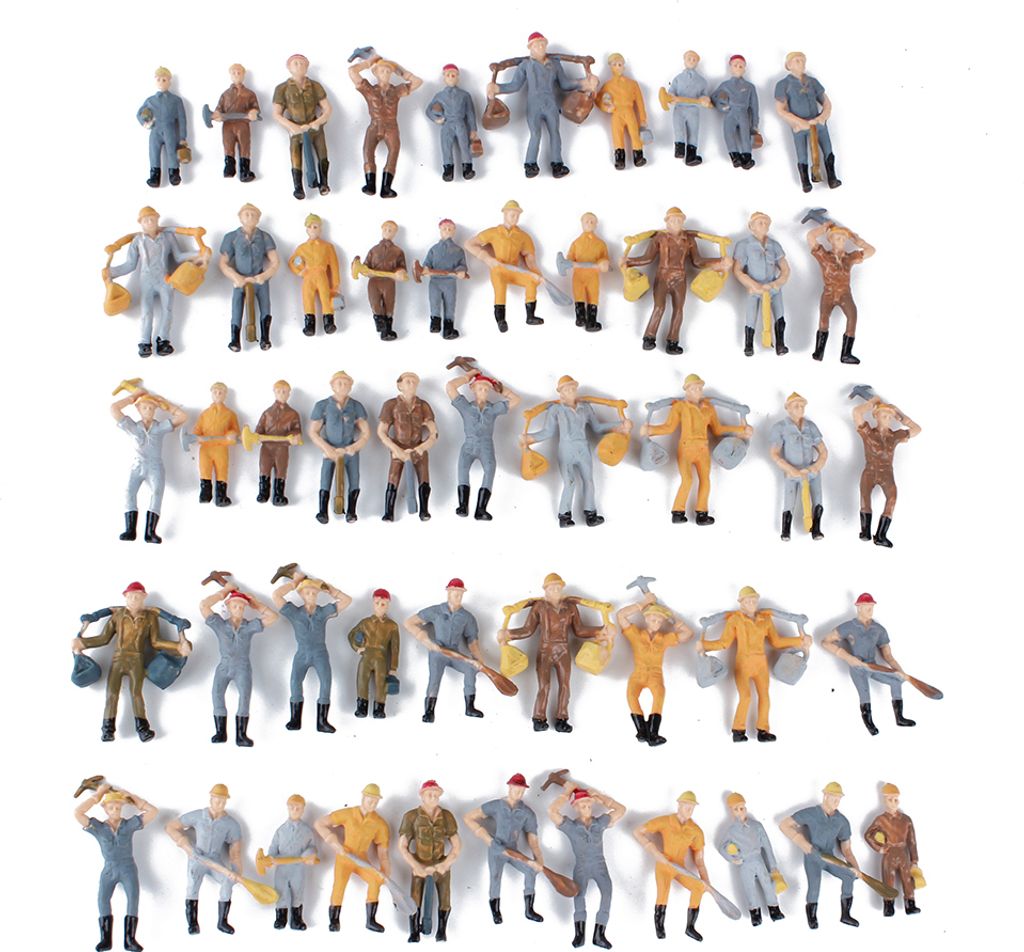 Modellbau Figuren 1:50 | Miniatur Bauarbeiter (50 Stück)