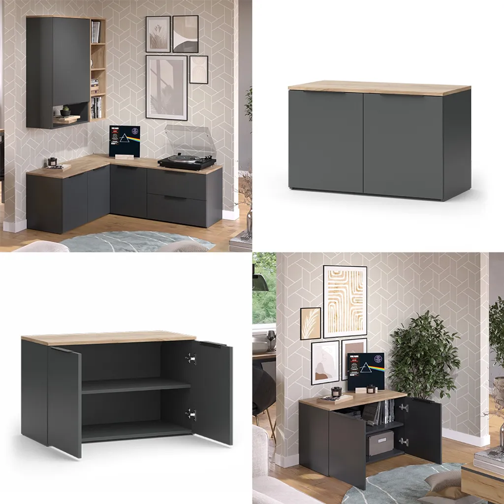 Petit Buffet Anthracite Vicco Wido : Solution de Rangement 80x50 cm - 8
