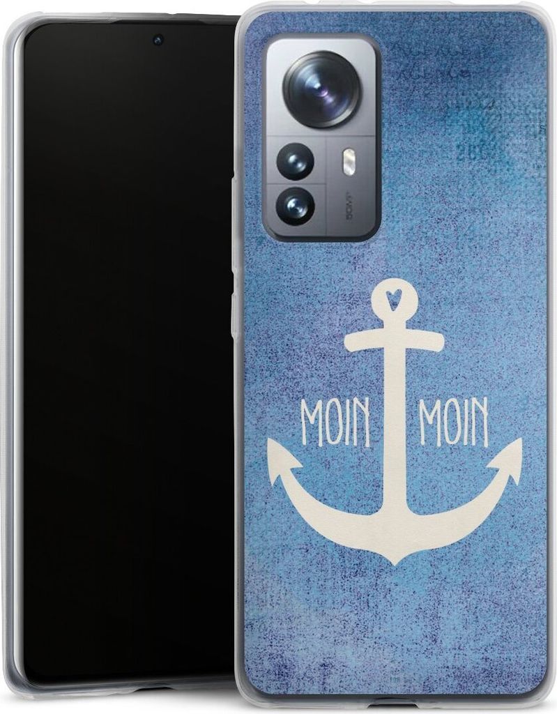 DeinDesign Slim Hülle für Xiaomi 12 Pro 5G Silikon Case Ultra Dünn Handyhülle Anker Blau maritim