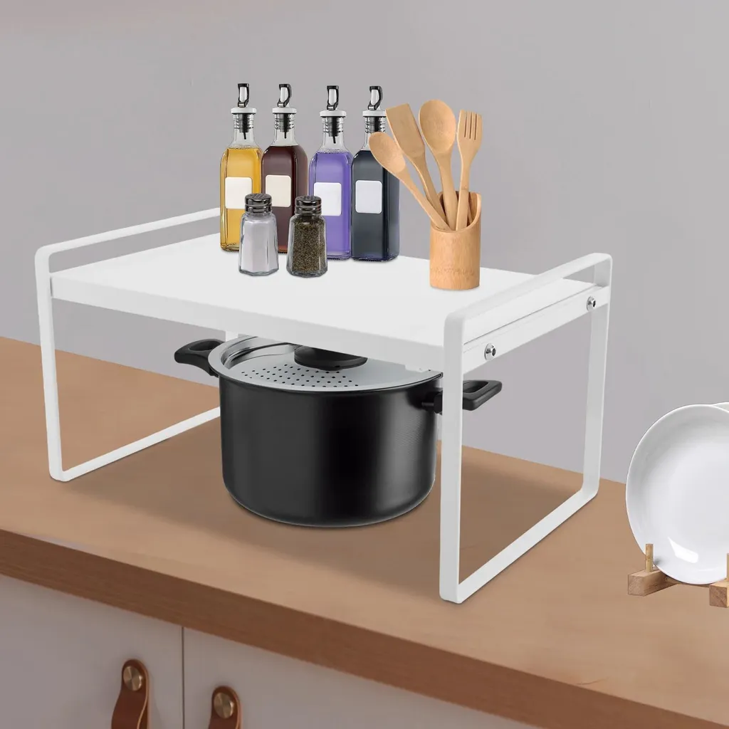 Rangement de placard modulable blanc pour optimiser l'espace de cuisine - 5