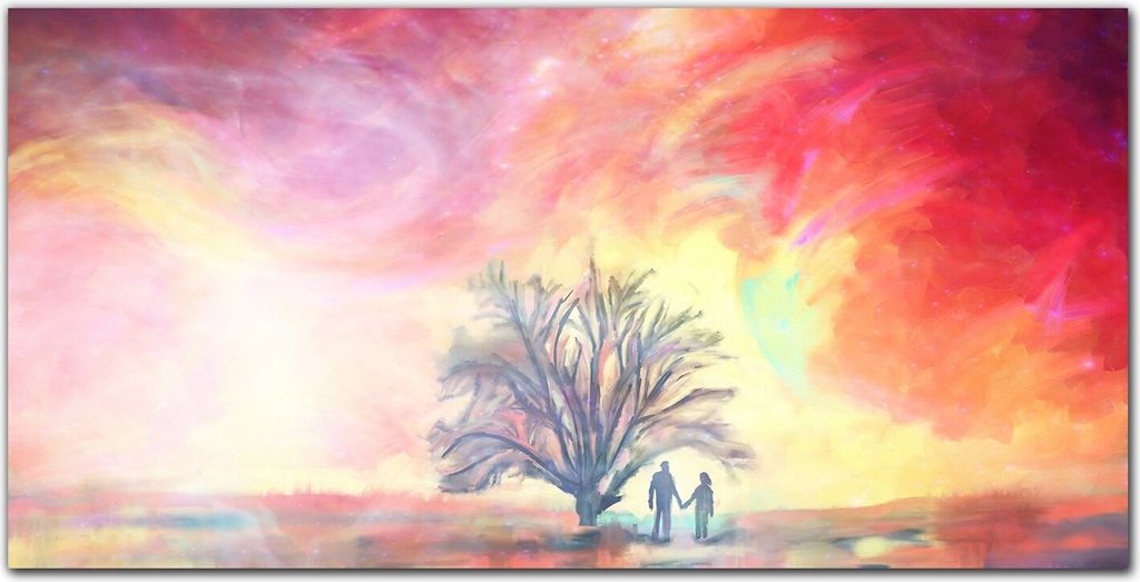 Coloray Bild aus Leinwand 100x50 Leinwand Dekoration - Kunst Paar Malerei