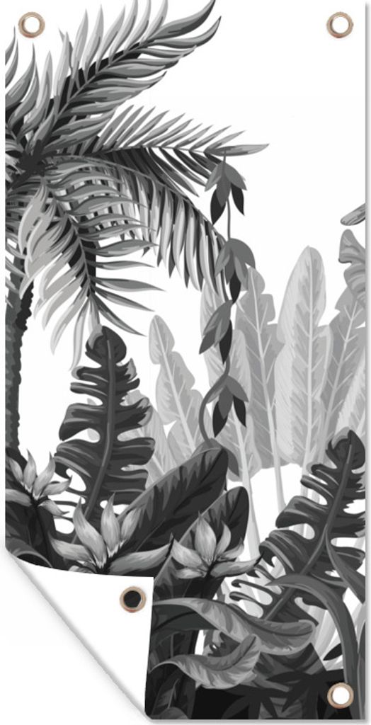 MuchoWow 30x60 cm Outdoor-Poster Gartendeko Sichtschutz Garten Poster für den Garten Design - Blätter - Dschungel