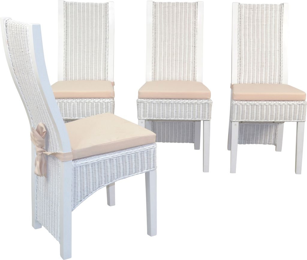 Rattanstuhl 4er-Set mit Sitzkissen Produktbild 