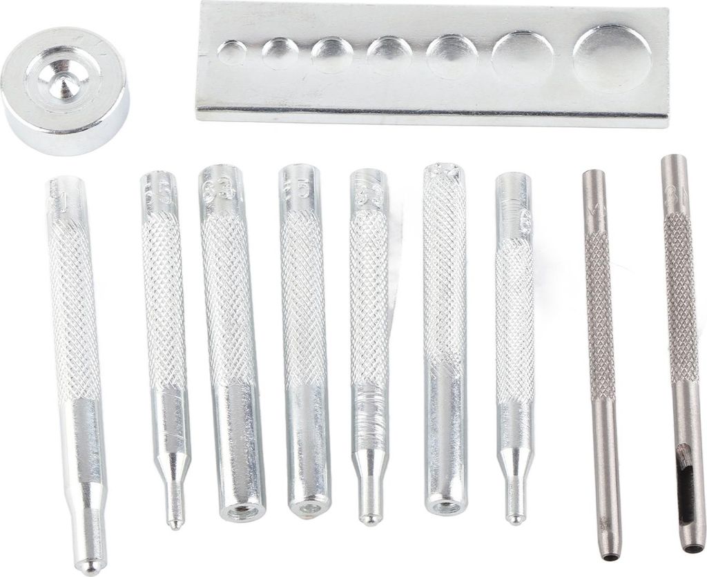 11 Stück/Set Lederhandwerk-Druckknopf-Setzwerkzeug Nietensetzstempel-Werkzeug mit Lochstanzen