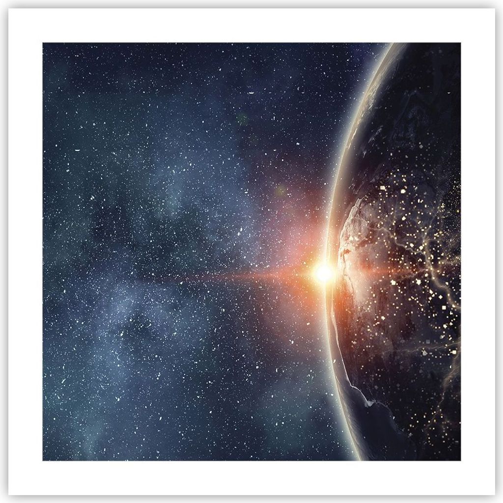 Poster - Poster ohne Rahmen - Kosmos Erde Sonne - 50x50 cm - Wand Bild - Wanddeko - Wandbilder - Kunstposter - Wandposter - Bilder - Kunstdruck - W...