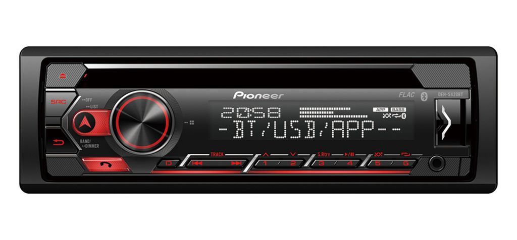 Pioneer DEH-S420BT, Schwarz, Rot, 1 DIN, 200 W, CD, CD-R, CD-RW, Android, iOS, PTY