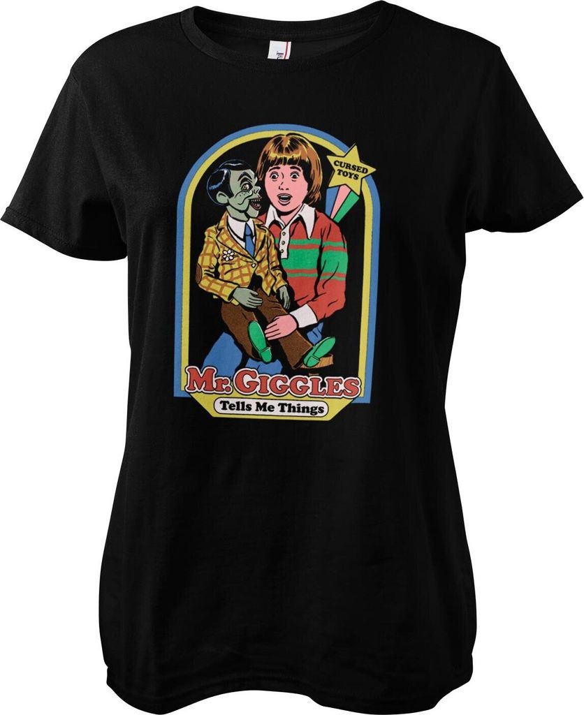 Mr Giggles Tells Me Things Girly Tee - Medium - Black