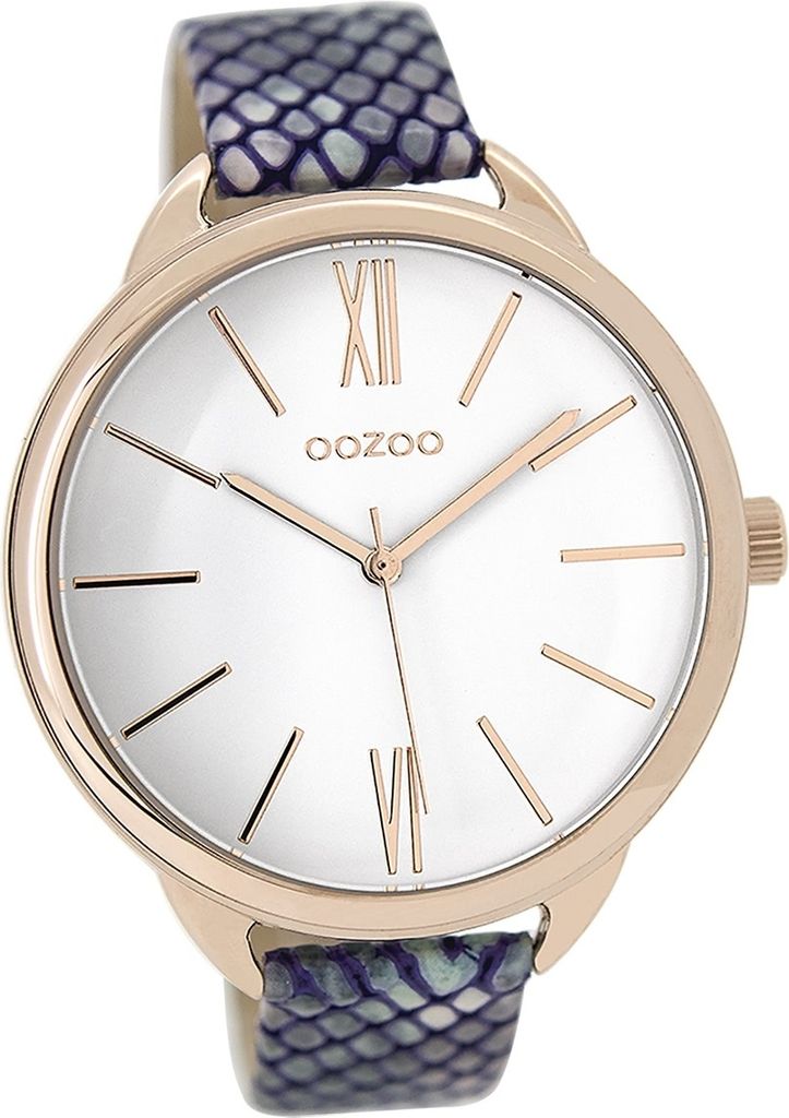 Oozoo Leder Damen Uhr matt Analog Quarzuhr Armband blau Produktbild 