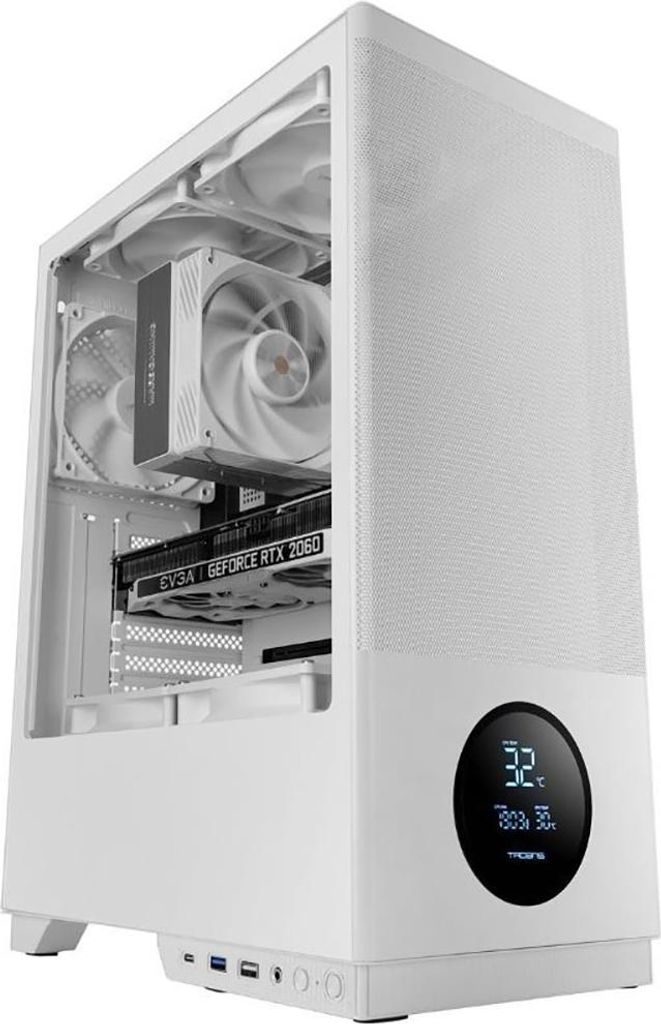 Tacens Sagitta20 PC Gehäuse Weiß LED ATX Semitower 3x 120mm gehärtetes Glas
