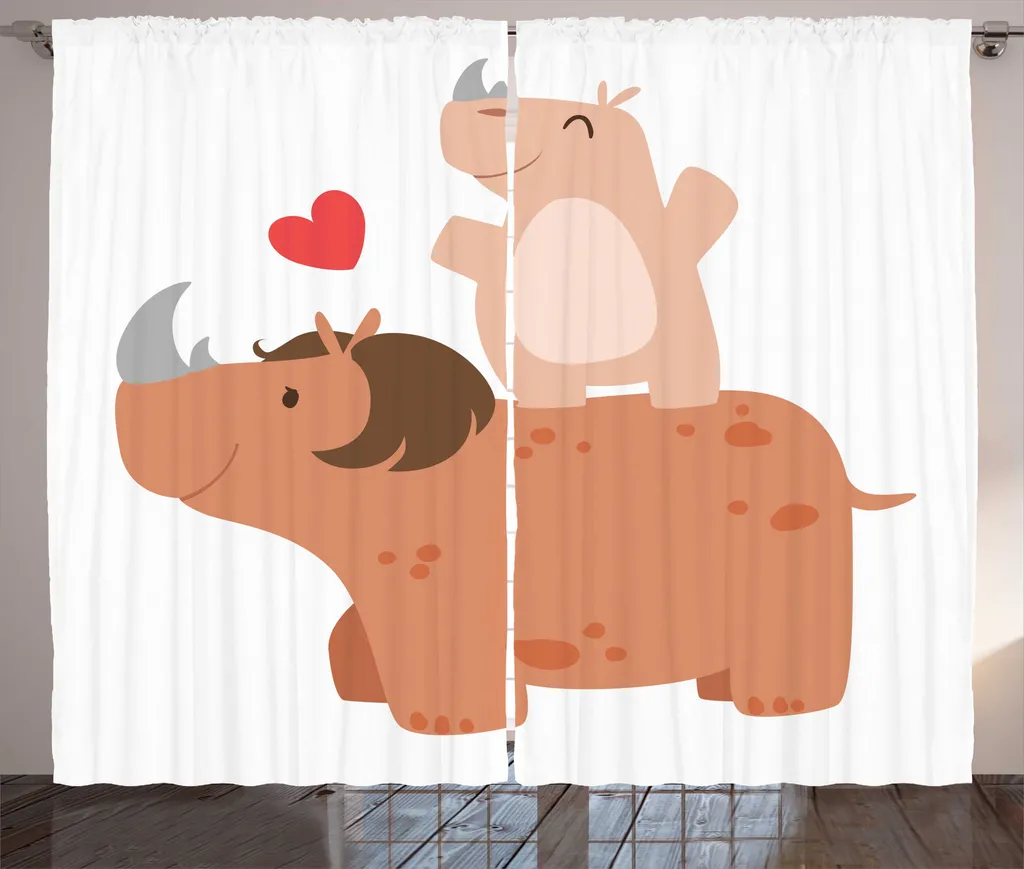 Rideau Décoratif pour Chambre Enfant Motif Rhinocéros Sienne 280x225 cm