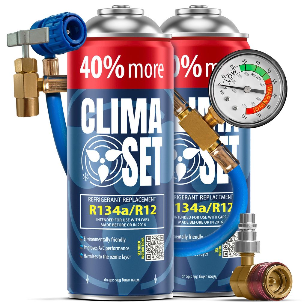 Autoklimaanlagen Set R134a 626 g x 2, Schlauch mit Manometer, Adapter für Klimaanlagen hp/lp