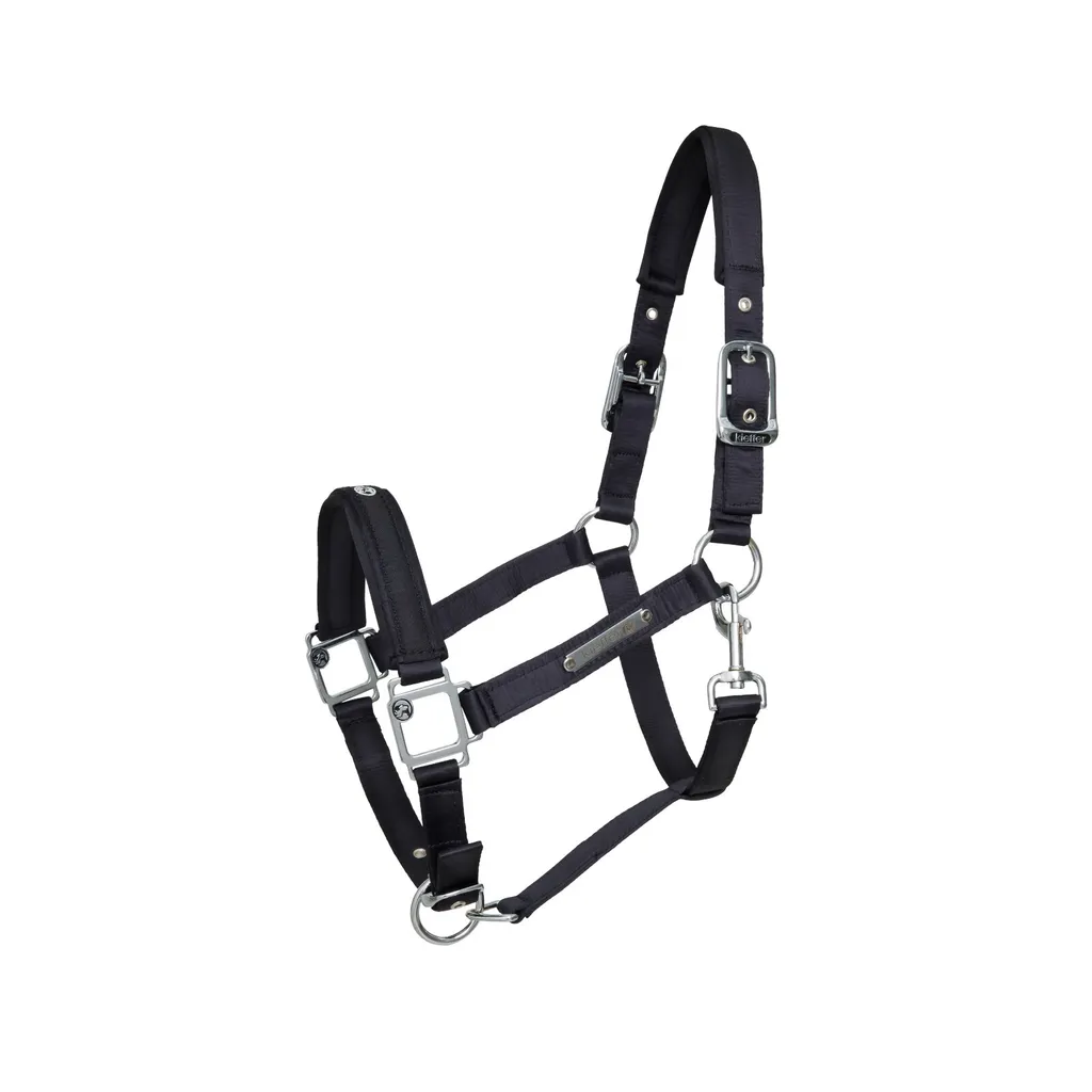 Licol d'écurie pour poney en nylon doux Kieffer Satin Shine - Noir