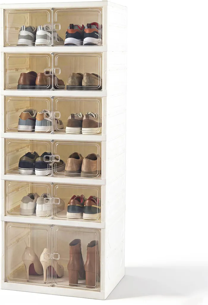 Étagère à chaussures 12 paires avec portes aimantées étanches 45x35cm