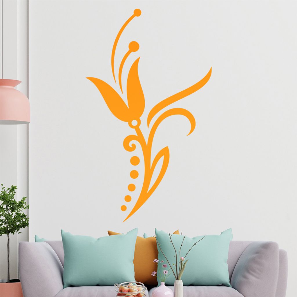 Blume - Linien Punkte Wandtattoo in 6 Größen - Wandaufkleber Wall Sticker - Dekoration, Küche, Wohnzimmer, Schlafzimmer, Badezimmer